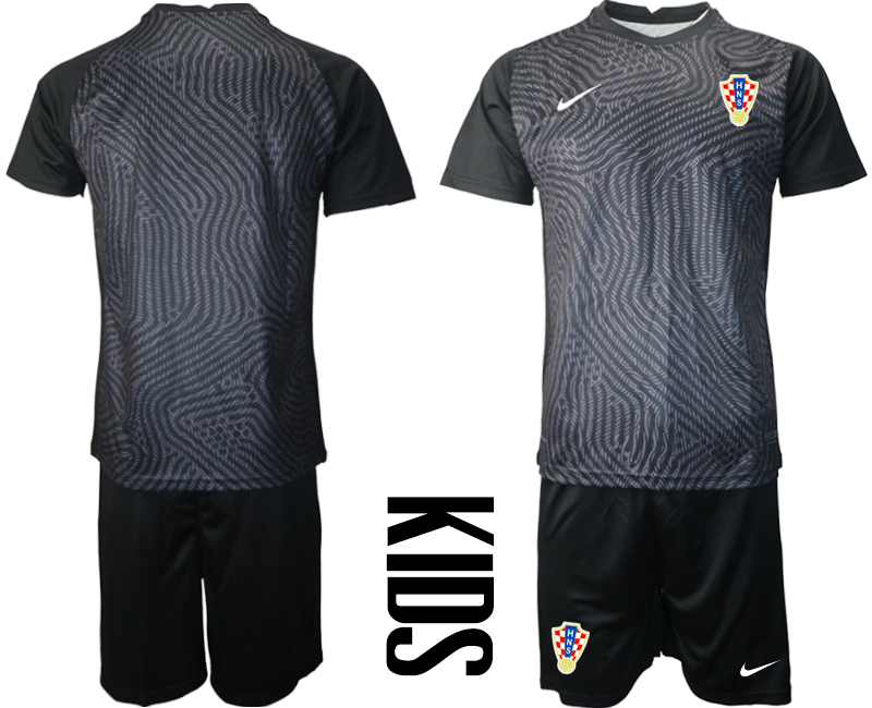 Cheap Youth 2021 European Cup Croatia black goalkeeper Soccer Jersey